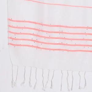 Women Scarf Viscose Wrap Stole White & Pink Striped - Image 9