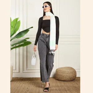 Women Wrap Striped Pattern Scarves Style Neck Stole - Image 5