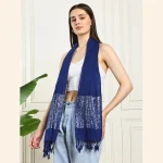 Women's New Blue Viscose Rayon Scarf Rectangle Hijab - Image 3