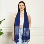 Women's New Blue Viscose Rayon Scarf Rectangle Hijab - Image 2
