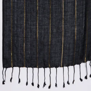 Women's Oversize Black Viscose Zari Scarf - Image 7