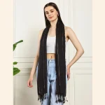 Women's Oversize Black Viscose Zari Scarf - Image 3