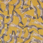 Yellow Cat Printed Running Loose Sewing Cotton Fabric
