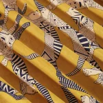 Yellow Cat Printed Running Loose Sewing Cotton Fabric - Image 2