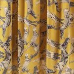 Yellow Cat Printed Running Loose Sewing Cotton Fabric - Image 3