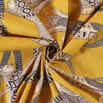 Yellow Cat Printed Running Loose Sewing Cotton Fabric - Image 4
