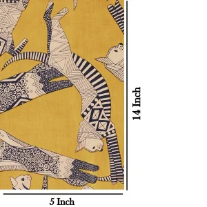 Yellow Cat Printed Running Loose Sewing Cotton Fabric - Image 5