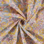 Yellow Hand Block Floral Print Cotton Fabric - Image 3