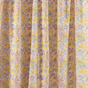 Yellow Hand Block Floral Print Cotton Fabric - Image 4