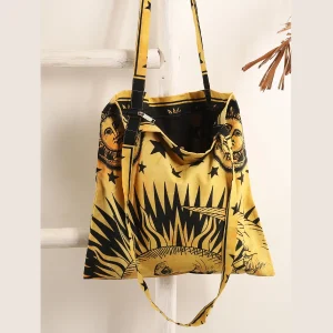 Yellow Sun & Moon Print Travel Tote Bag - Image 5