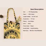 Yellow Sun & Moon Print Travel Tote Bag - Image 6