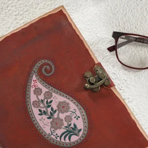 Handmade Paisley Diary with Genuine Leather Cover - Image 4