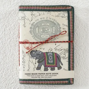Indian Elephant Hand Print Antique Vintage Journal Notebook - Image 3