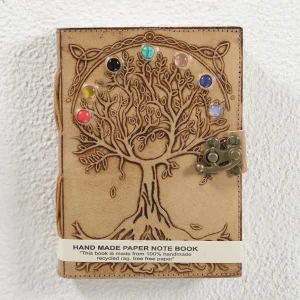 Refillable Tree of Life Handmade writing Notebook Seven Chakra - Image 3