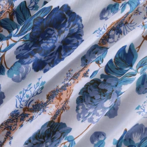 5 Yard Beautiful Blue Color Floral Print Sewing Running Cotton Fabric - Image 2