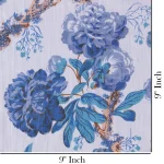 5 Yard Beautiful Blue Color Floral Print Sewing Running Cotton Fabric - Image 5
