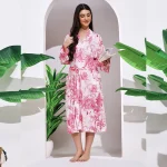 Beautiful Pink Forest Print Cotton Robe Dress