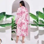 Beautiful Pink Forest Print Cotton Robe Dress - Image 5