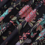Black Bird Print Pure Cotton India Fabric - Image 3