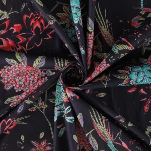 Black Bird Print Pure Cotton India Fabric - Image 4
