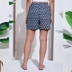 Blue Floral Printed Cotton Short Pants - Image 8
