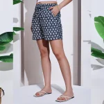 Blue Floral Printed Cotton Short Pants - Image 5