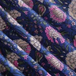Dressmaking Blue Pink Floral Print Cotton Fabric - Image 2
