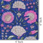 Dressmaking Blue Pink Floral Print Cotton Fabric - Image 5