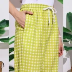 Green Check Print Pajama, Women's Comfy Pants - Image 7