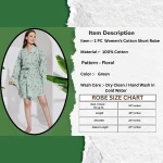 Green Floral Print Bridal Short Bathrobe Dress - Image 3