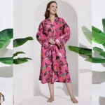 Women Pure Cotton Robe Beach Floral Printed Dress - Image 4