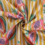 Indian Cotton Running Sewing Craft Yellow Papaya Print Fabric - Image 3