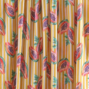 Indian Cotton Running Sewing Craft Yellow Papaya Print Fabric - Image 4