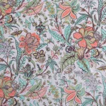 Indian Handmade Cotton Fabric White Floral Print