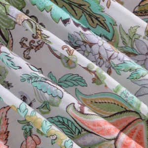 Indian Handmade Cotton Fabric White Floral Print - Image 2