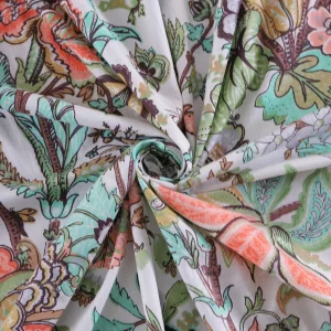 Indian Handmade Cotton Fabric White Floral Print - Image 3