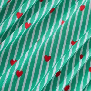 Indian Pink and White Heart Hand Block Printed Pure Cotton Fabric - Image 3