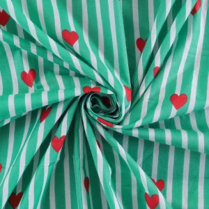 Indian Pink and White Heart Hand Block Printed Pure Cotton Fabric - Image 4