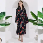 Women Pure Cotton Robe Beach Floral Printed Dress - Image 5