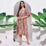 Indian Handmade Printed Cotton Short Caftan Dress - Image 2