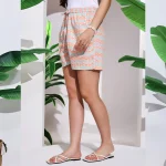 Pink Floral Printed Shorts for Women, Summer Short Pants - Image 6