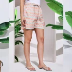 Pink Floral Printed Shorts for Women, Summer Short Pants - Image 5