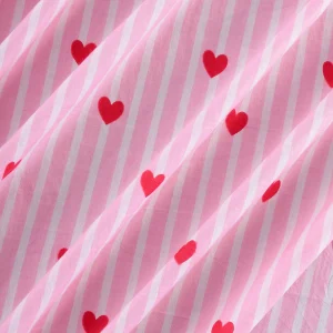 Running Dressmaking Pure Cotton Fabric Pink Heart Printed - Image 3