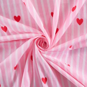 Running Dressmaking Pure Cotton Fabric Pink Heart Printed - Image 4