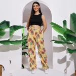 Summer Beach Wear Cotton Trouser Yellow Papaya Print Pant