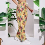 Summer Beach Wear Cotton Trouser Yellow Papaya Print Pant - Image 6