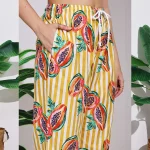 Summer Beach Wear Cotton Trouser Yellow Papaya Print Pant - Image 7