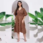 Indian Handmade Printed Cotton Short Caftan Dress - Image 5