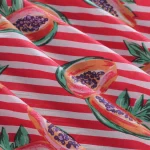Traditional Handmade Red Papaya Printed Cotton Fabric - Image 3