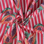 Traditional Handmade Red Papaya Printed Cotton Fabric - Image 4